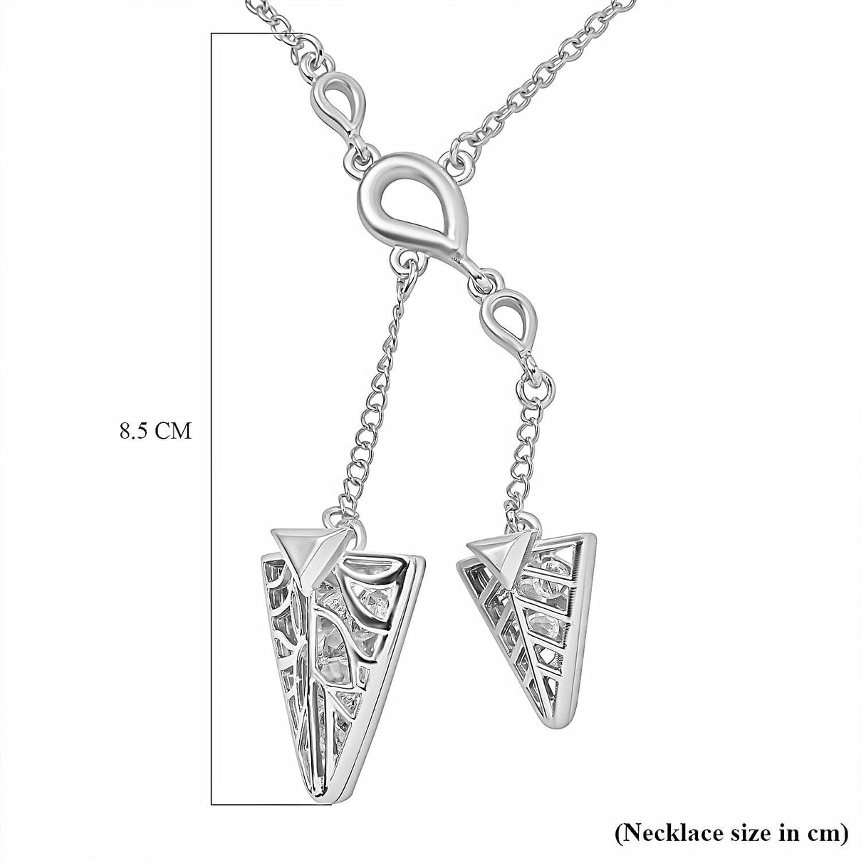 White Austrian Crystal Triangle Necklace (Size - 24) 7658562 5