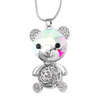 Multi Colour Austrian Crystal Teddy Pendant With Chain (Size - 24-2 Ext) in Silver Tone