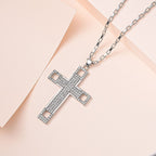 White Austrian Crystal Cross Necklace (Size - 24-2 inch Ext.)