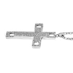 White Austrian Crystal Cross Necklace (Size - 24-2 inch Ext.)