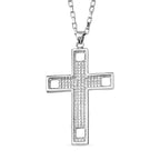White Austrian Crystal Cross Necklace (Size - 24-2 inch Ext.)