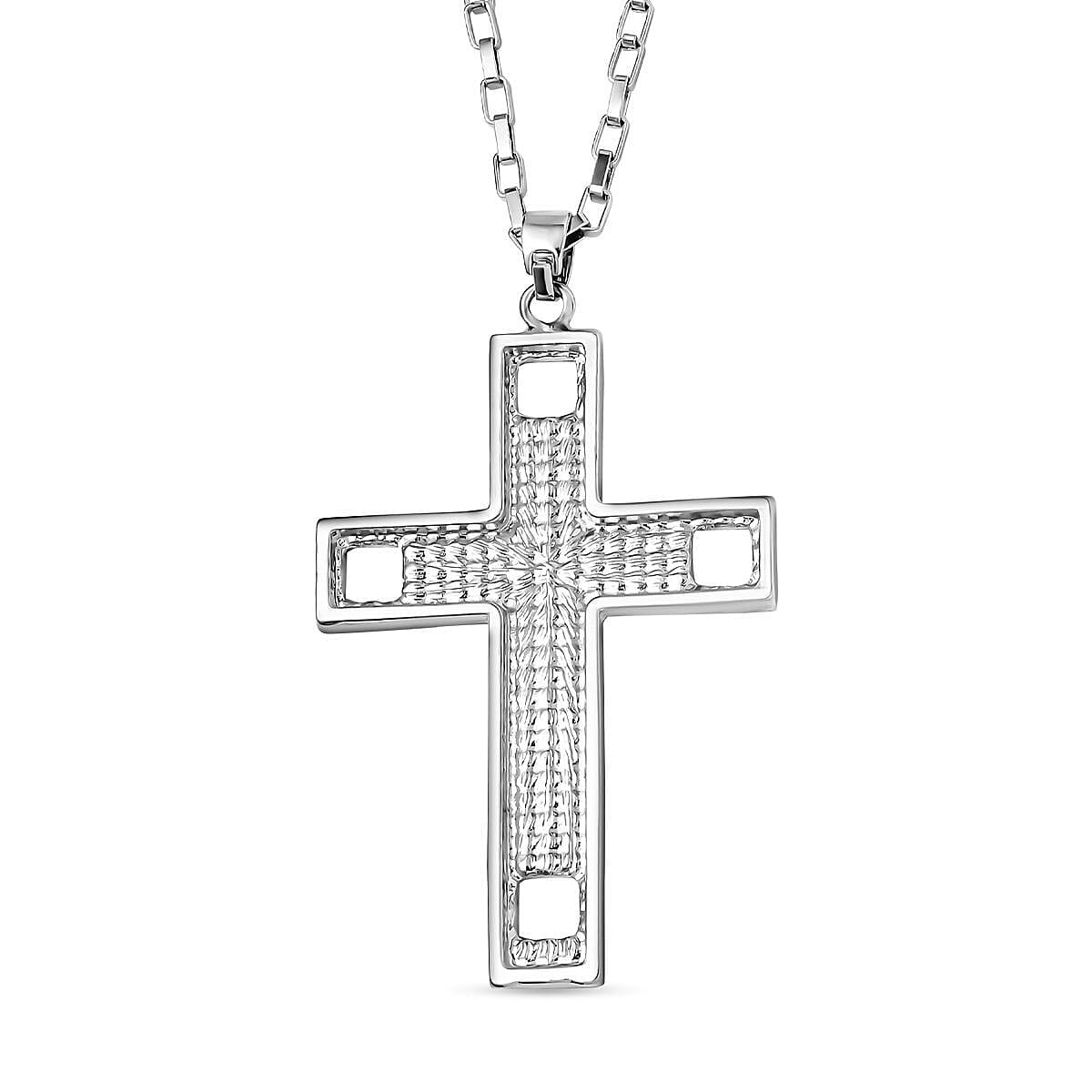 White Austrian Crystal Cross Necklace (Size - 24-2 inch Ext.) 7658736 3