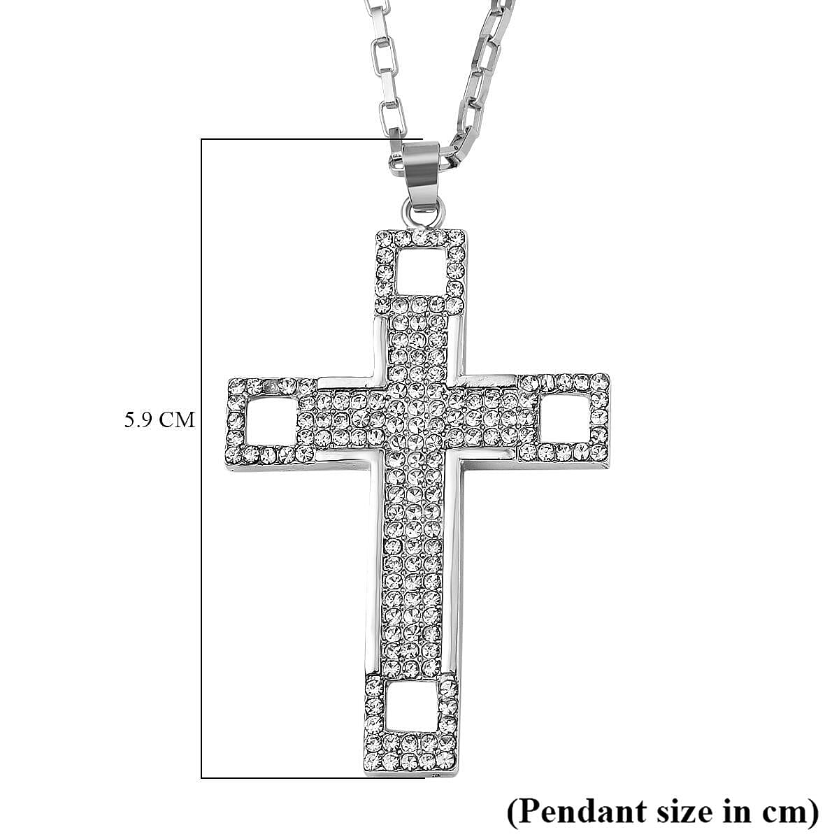 White Austrian Crystal Cross Necklace (Size - 24-2 inch Ext.) 7658736 5