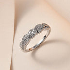 Diamond Half-Eternity Ring in Platinum Overlay Sterling Silver 0.15 Ct