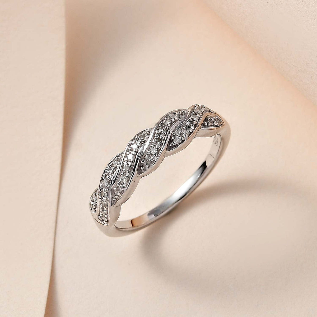 Diamond Half-Eternity Ring in Platinum Overlay Sterling Silver 0.15 Ct 7659083 1