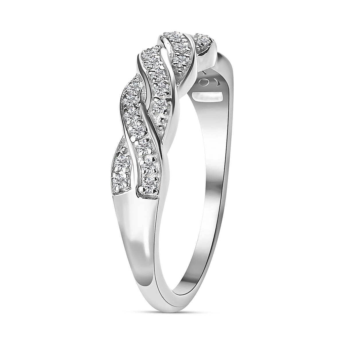 Diamond Half-Eternity Ring in Platinum Overlay Sterling Silver 0.15 Ct 7659083 3