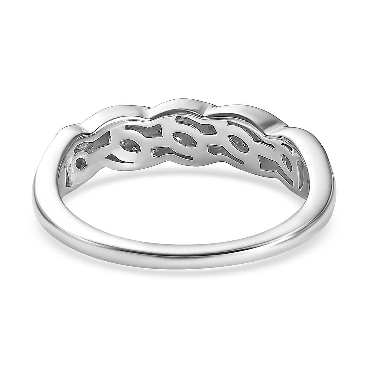 Diamond Half-Eternity Ring in Platinum Overlay Sterling Silver 0.15 Ct 7659083 4