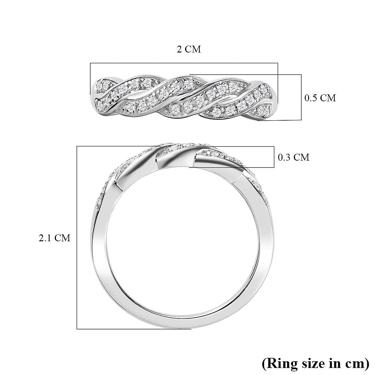Diamond Half-Eternity Ring in Platinum Overlay Sterling Silver 0.15 Ct 7659083 5