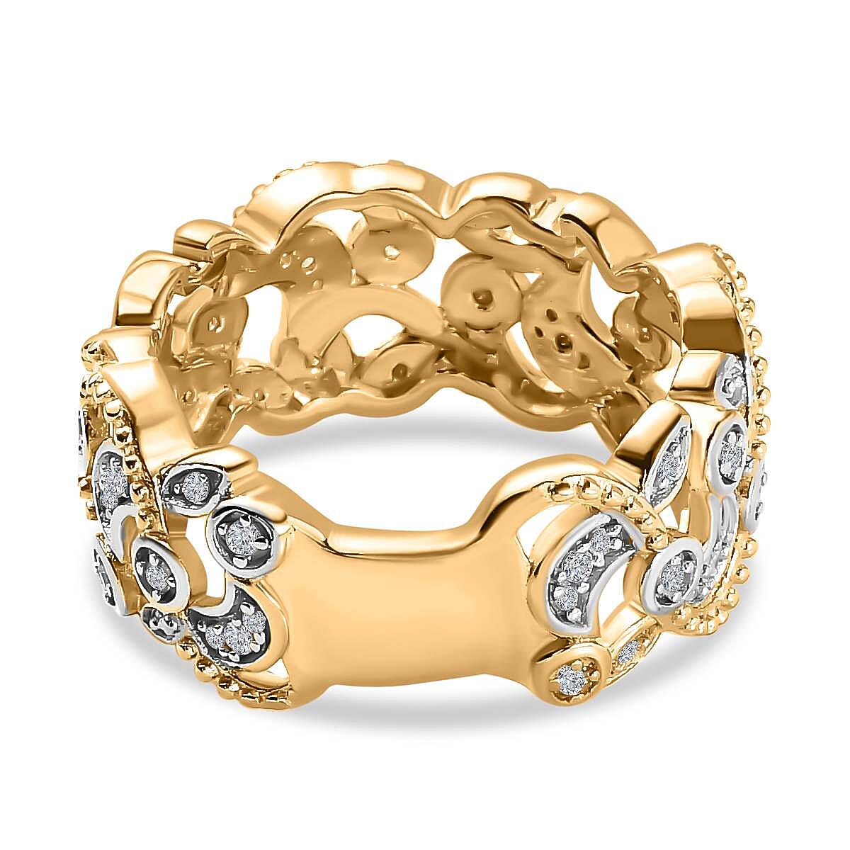 Diamond Twisted Leaf Eternity Ring in 18K Vermeil Yellow Gold Plated Sterling Silver 7659139 4