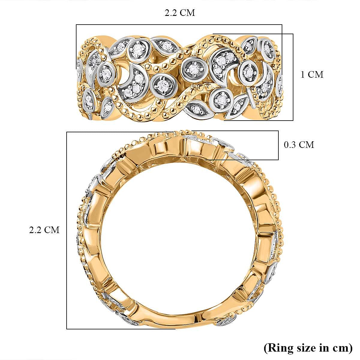 Diamond Twisted Leaf Eternity Ring in 18K Vermeil Yellow Gold Plated Sterling Silver 7659139 5