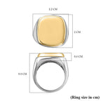 Designer Inspired- Square Signet Ring in Two Tone Plated Sterling Silver, Silver Wt 8.60 GM