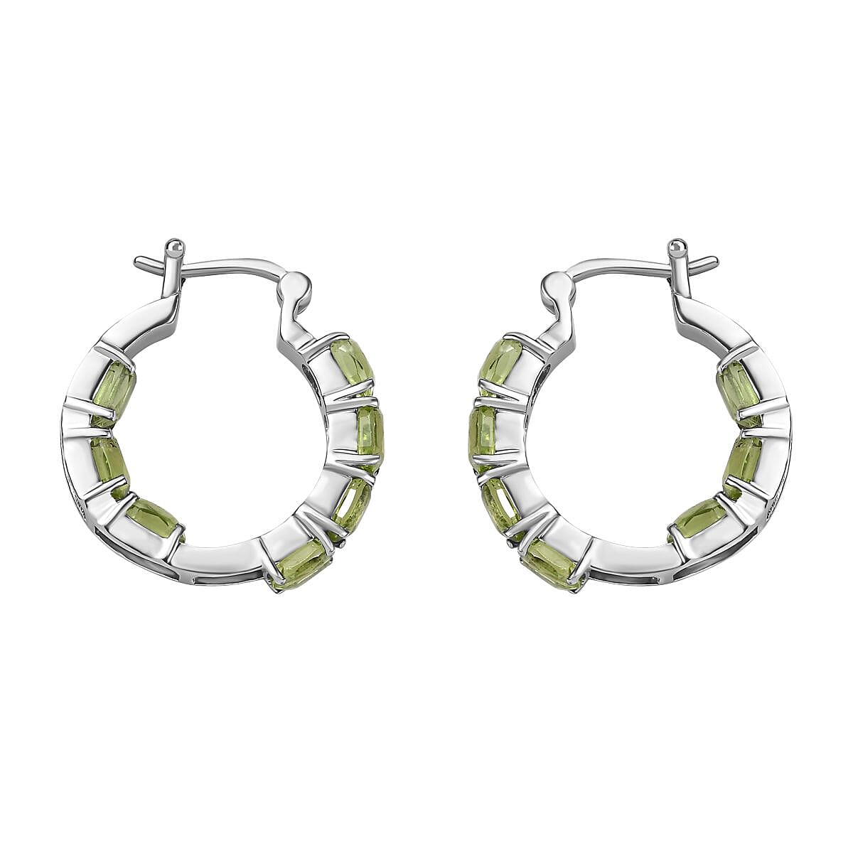 Peridot Inside-Out Hoop Earrings in Stainless Steel 9.87 Ct. 7659230 4