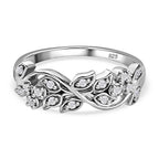 Diamond Filigree Band Ring in Platinum Overlay Sterling Silver 0.15 Ct