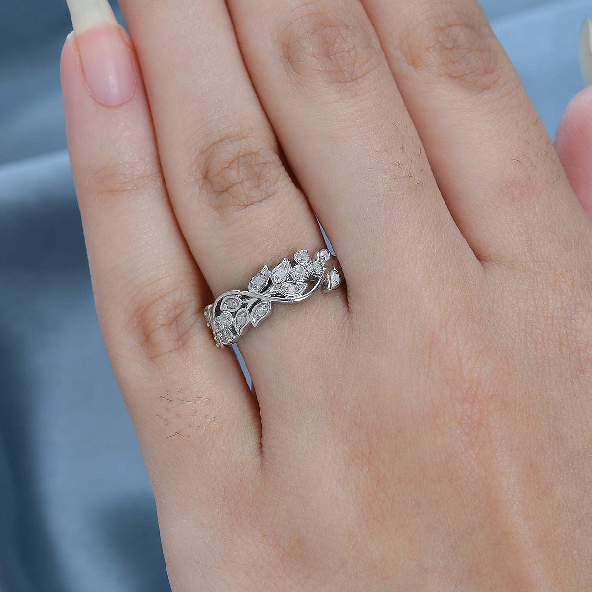 Diamond Filigree Band Ring in Platinum Overlay Sterling Silver 0.15 Ct 7659283 3