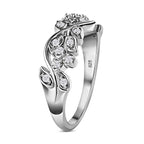 Diamond Filigree Band Ring in Platinum Overlay Sterling Silver 0.15 Ct
