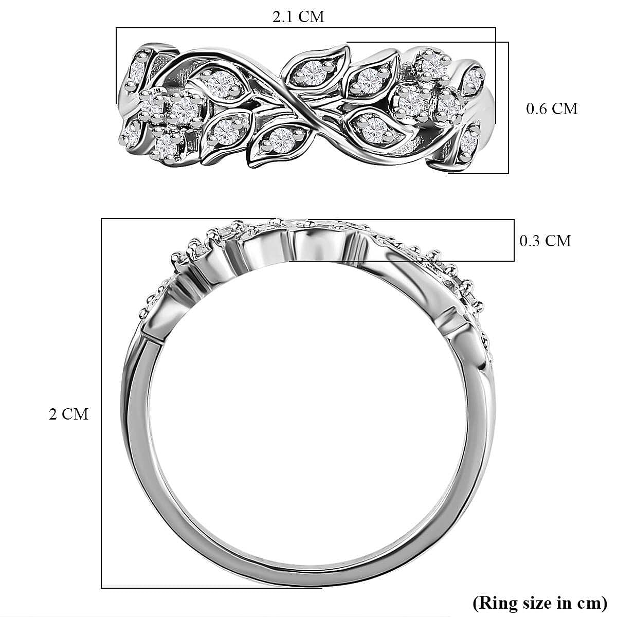 Diamond Filigree Band Ring in Platinum Overlay Sterling Silver 0.15 Ct 7659283 6