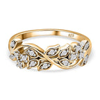 Diamond Filigree Band Ring in 18K Vermeil YG Plated Sterling Silver 0.15 Ct