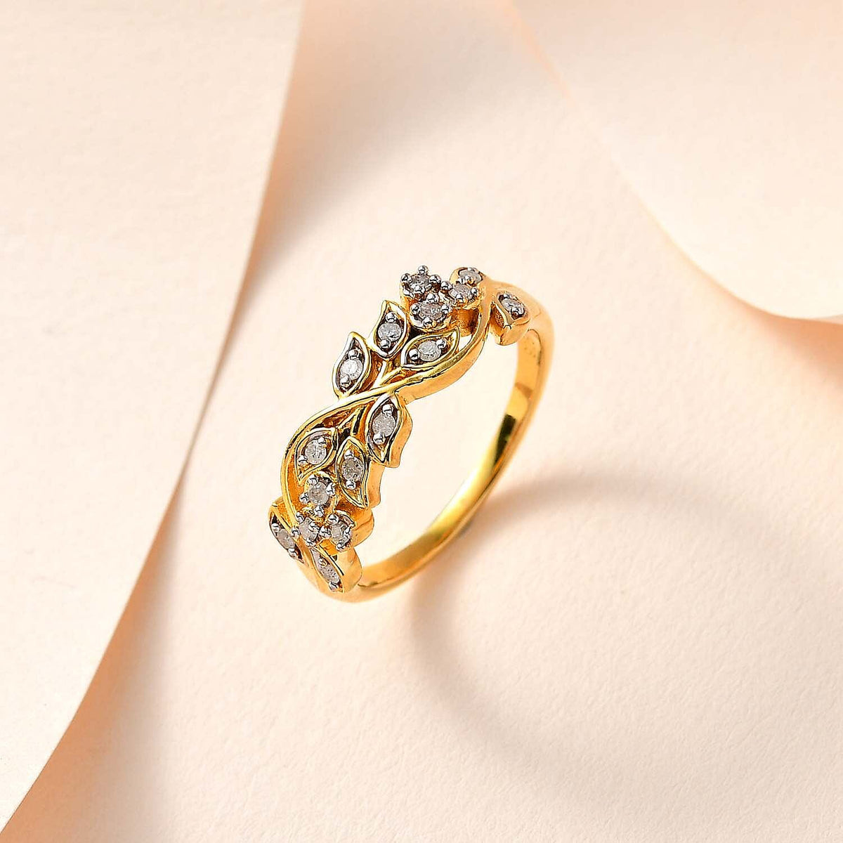 Diamond Filigree Band Ring in 18K Vermeil YG Plated Sterling Silver 0.15 Ct 7659292 1