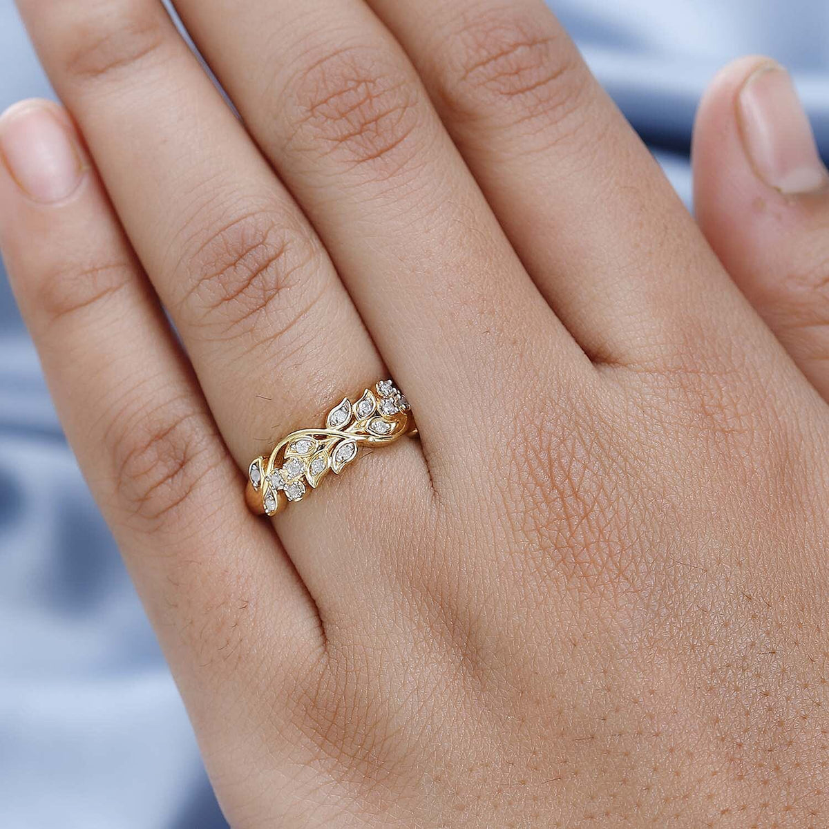 Diamond Filigree Band Ring in 18K Vermeil YG Plated Sterling Silver 0.15 Ct 7659292 2