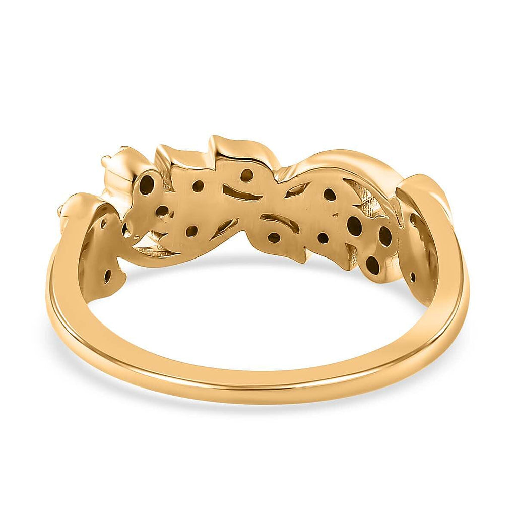 Diamond Filigree Band Ring in 18K Vermeil YG Plated Sterling Silver 0.15 Ct