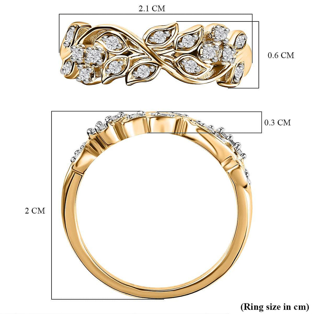 Diamond Filigree Band Ring in 18K Vermeil YG Plated Sterling Silver 0.15 Ct