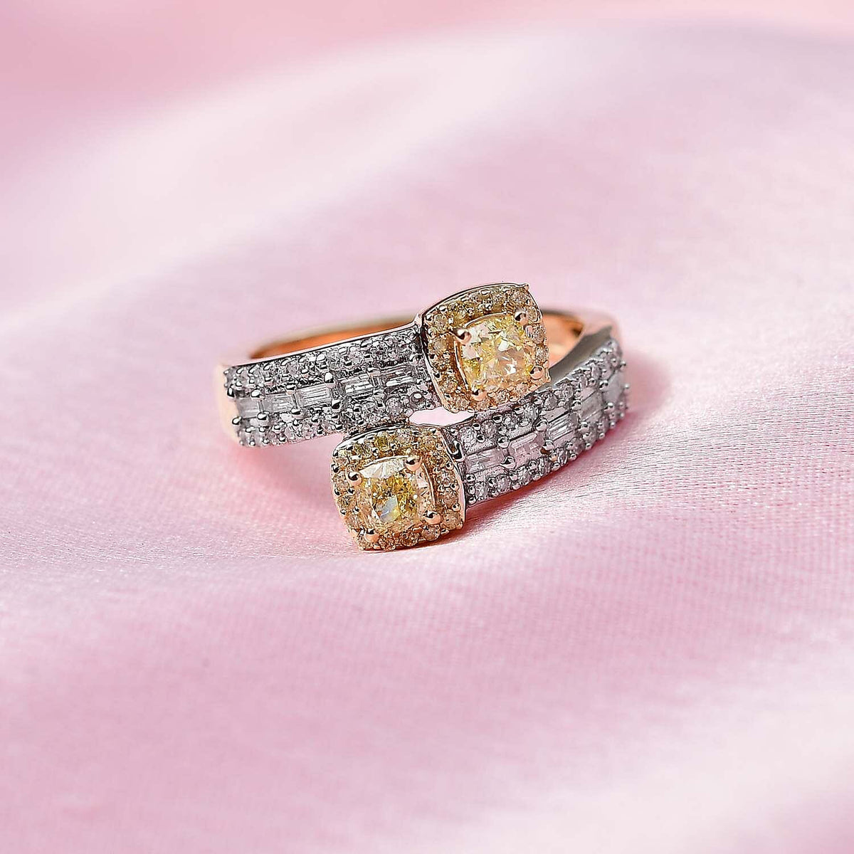 NY CLose Out Deal- 14K Yellow Gold SGL Certified Natural Yellow &amp; White Diamond Bypass Ring 1.00 Ct. 7659386 1
