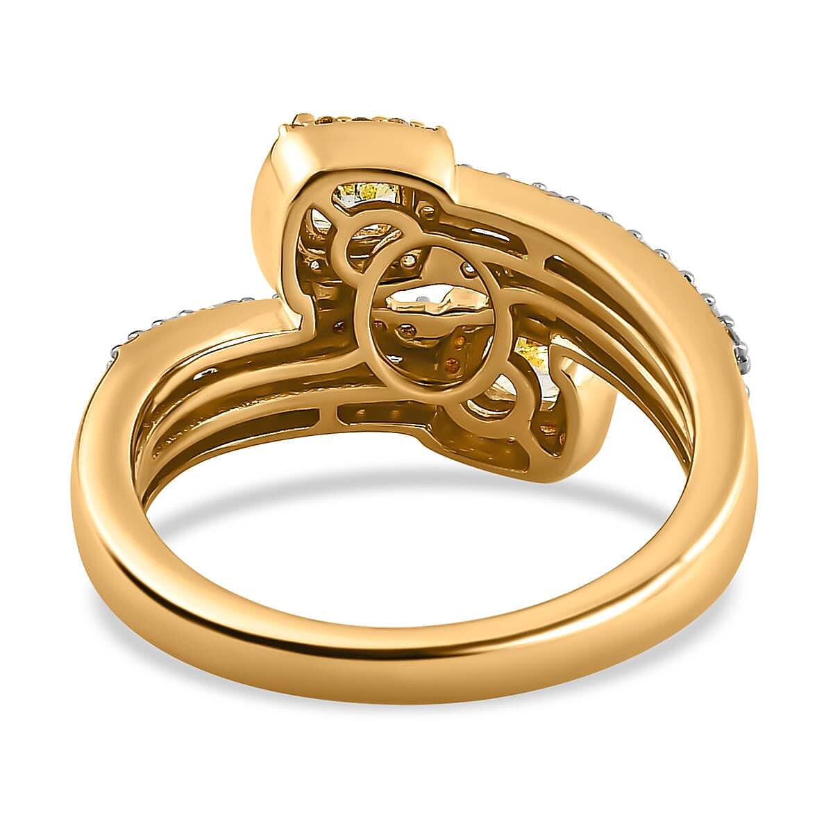 NY CLose Out Deal- 14K Yellow Gold SGL Certified Natural Yellow &amp; White Diamond Bypass Ring 1.00 Ct. 7659386 4