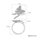 Diamond Butterfly Bypass Ring in Platinum Overlay Sterling Silver 0.26 Ct