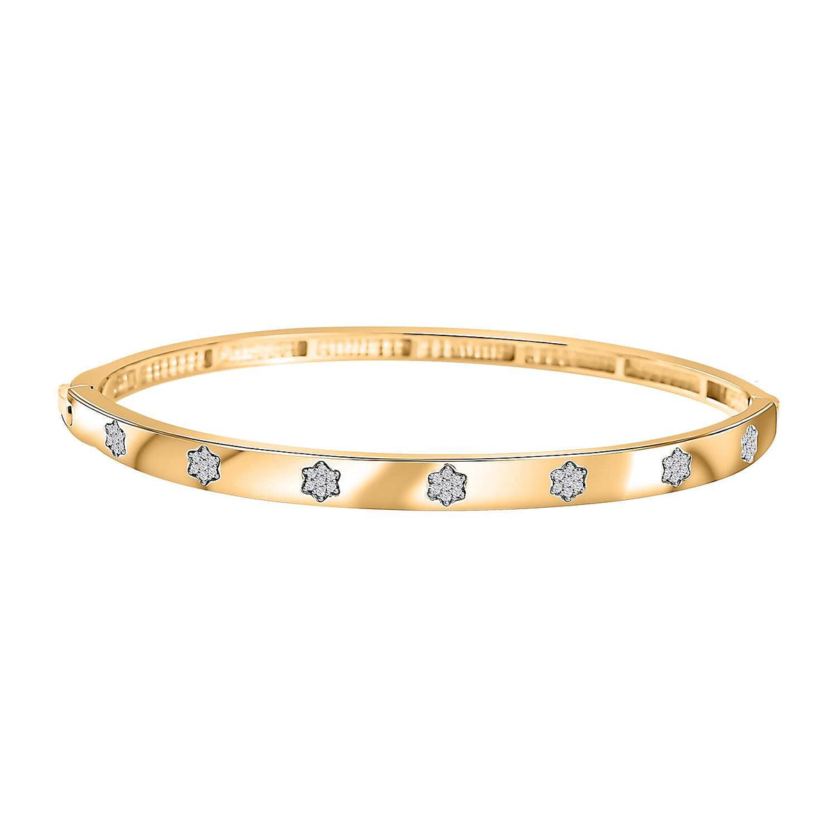 Diamond Full Bangle (Size 7.50) in 18K Yellow Gold Vermeil Plated Sterling Silver 0.25 Ct, Silver Wt 14.30 GM 7659629 0