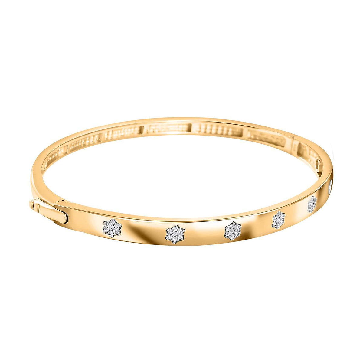 Diamond Full Bangle (Size 7.50) in 18K Yellow Gold Vermeil Plated Sterling Silver 0.25 Ct, Silver Wt 14.30 GM 7659629 4
