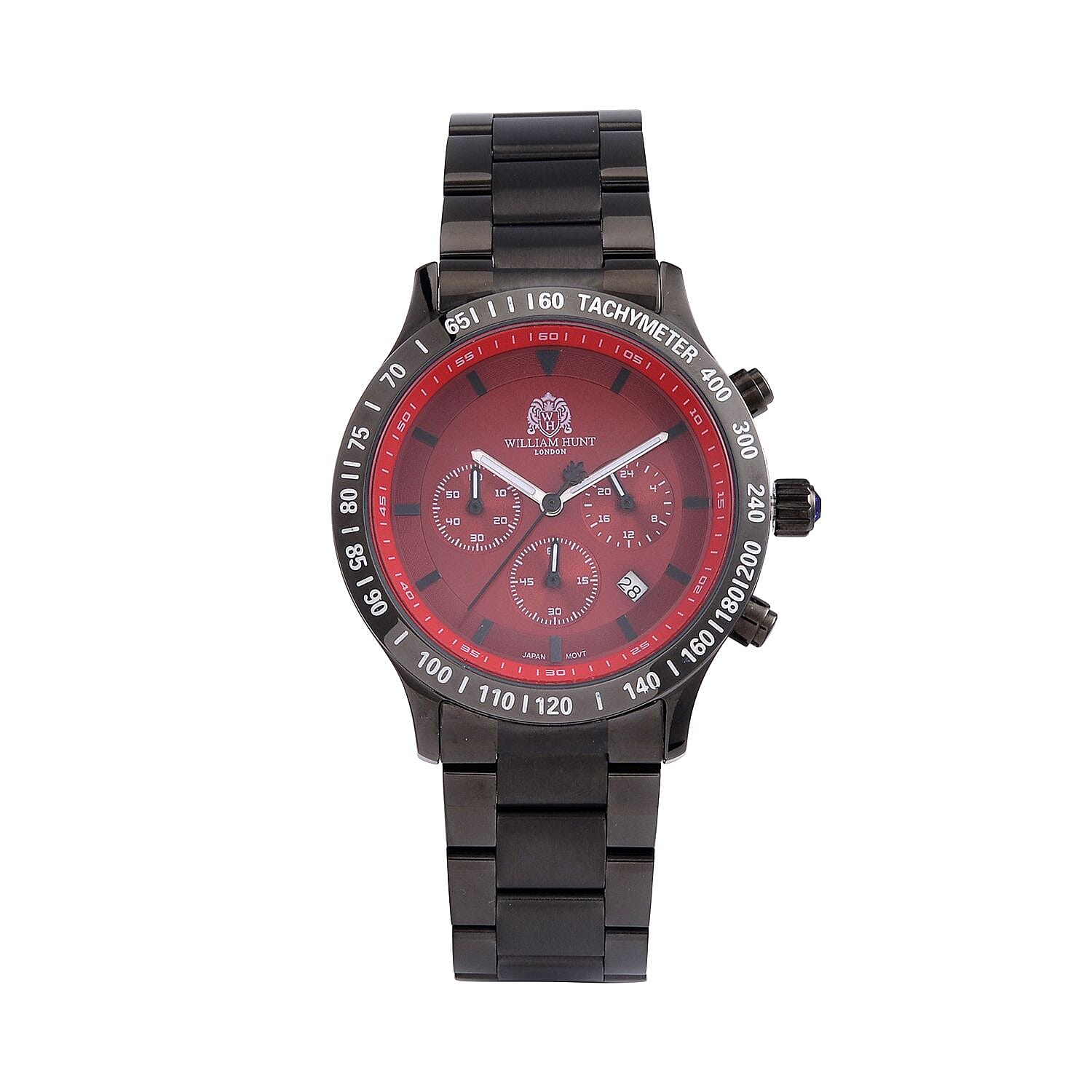 William Hunt Multifunction Movement Red Dial 5 ATM WR Watch with Black Chain Strap 7659832 0