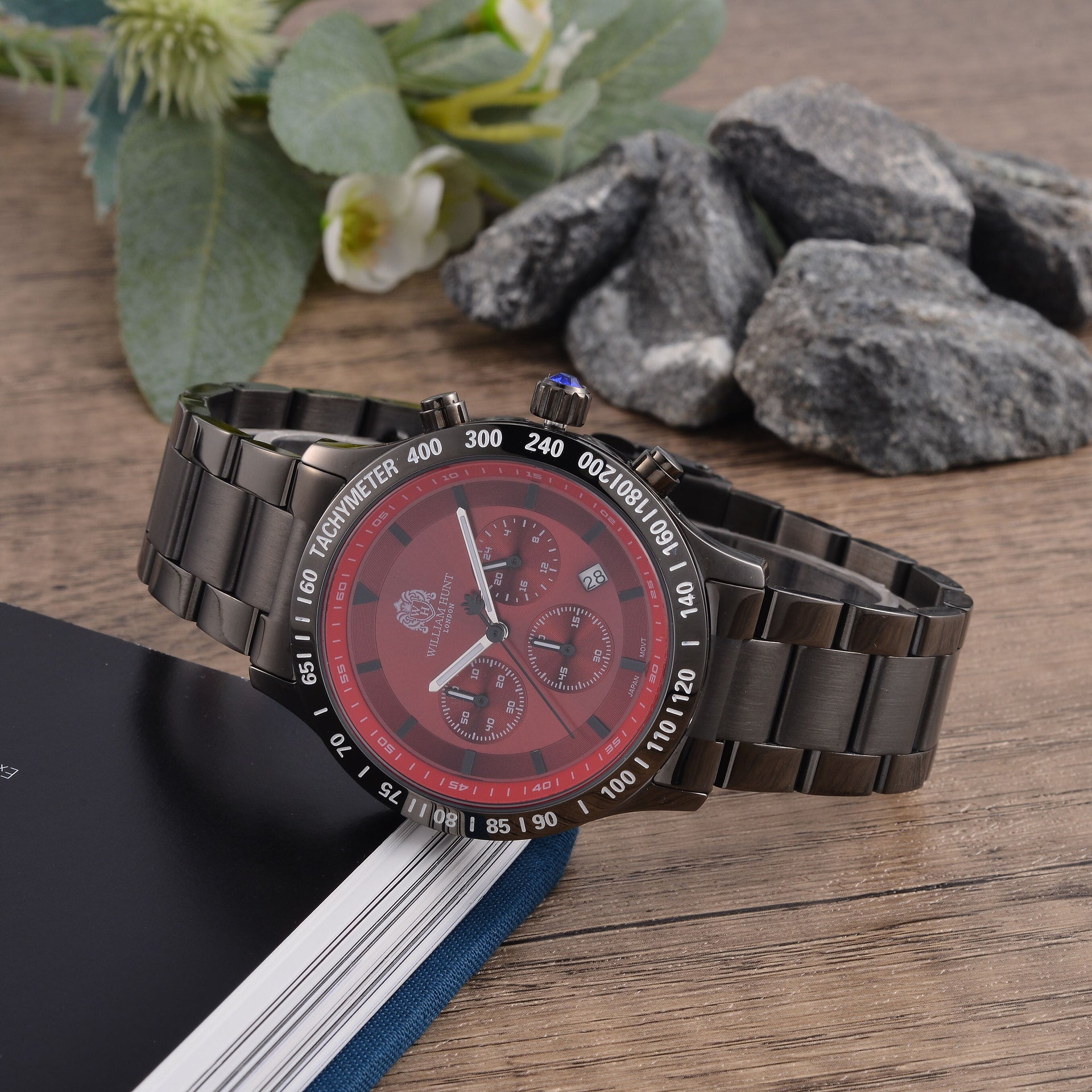 William Hunt Multifunction Movement Red Dial 5 ATM WR Watch with Black Chain Strap 7659832 2