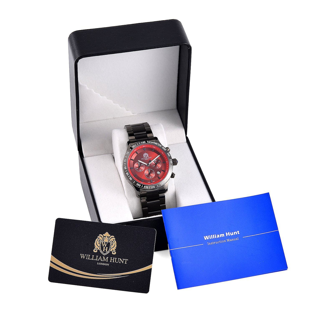 William Hunt Multifunction Movement Red Dial 5 ATM WR Watch with Black Chain Strap 7659832 9