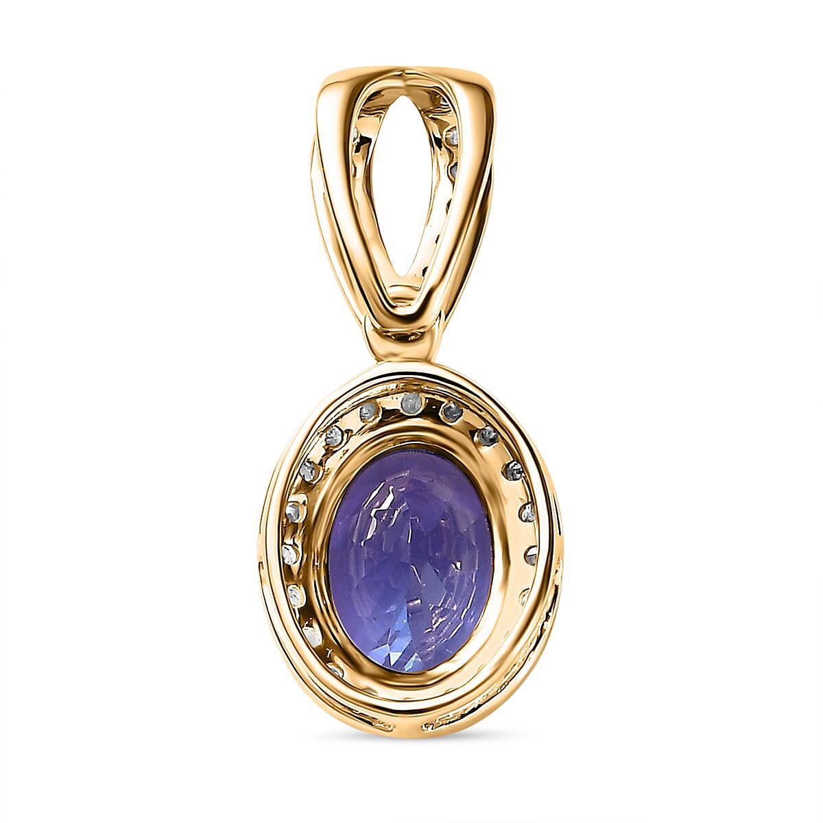 9K Yellow Gold  AA - Tanzanite, White Diamond Halo Pendant 7660798 4