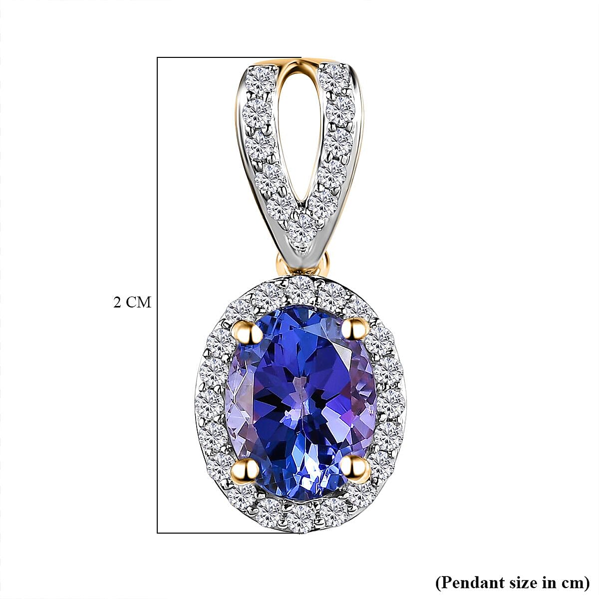9K Yellow Gold  AA - Tanzanite, White Diamond Halo Pendant 7660798 5