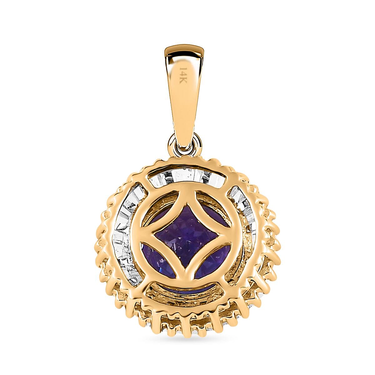 14K Yellow Gold AAA Tanzanite &amp; Diamond Circle Halo Pendant 2.42 Ct 7660804 4