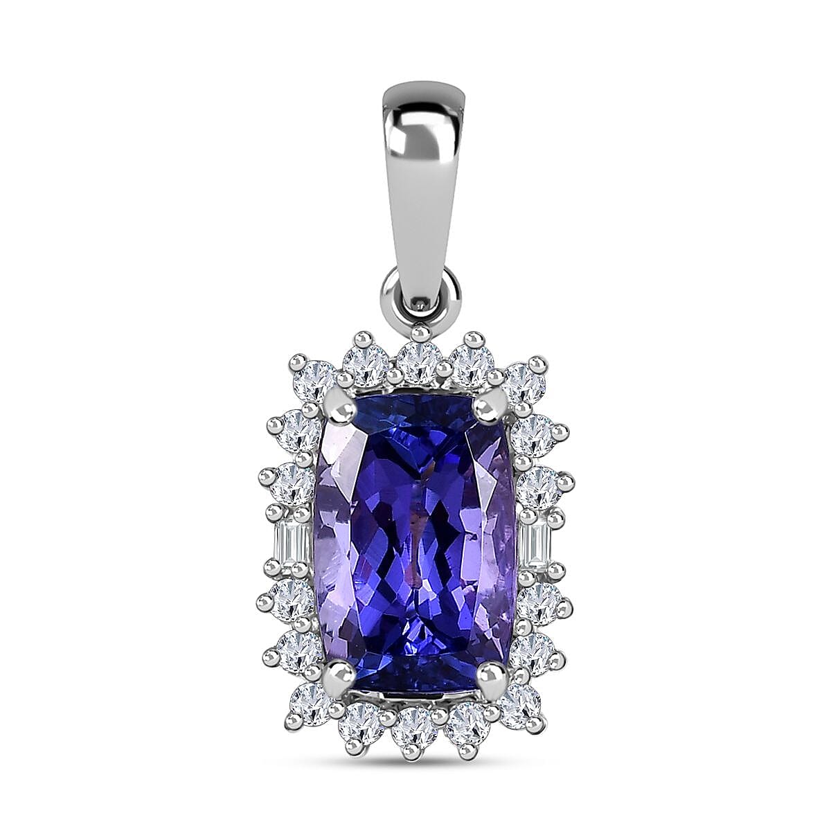 9K White Gold AA Tanzanite, White Diamond  Halo Pendant 4.16 ct,  Gold Wt. 2 Gms  3.553  Ct. 7660863 0