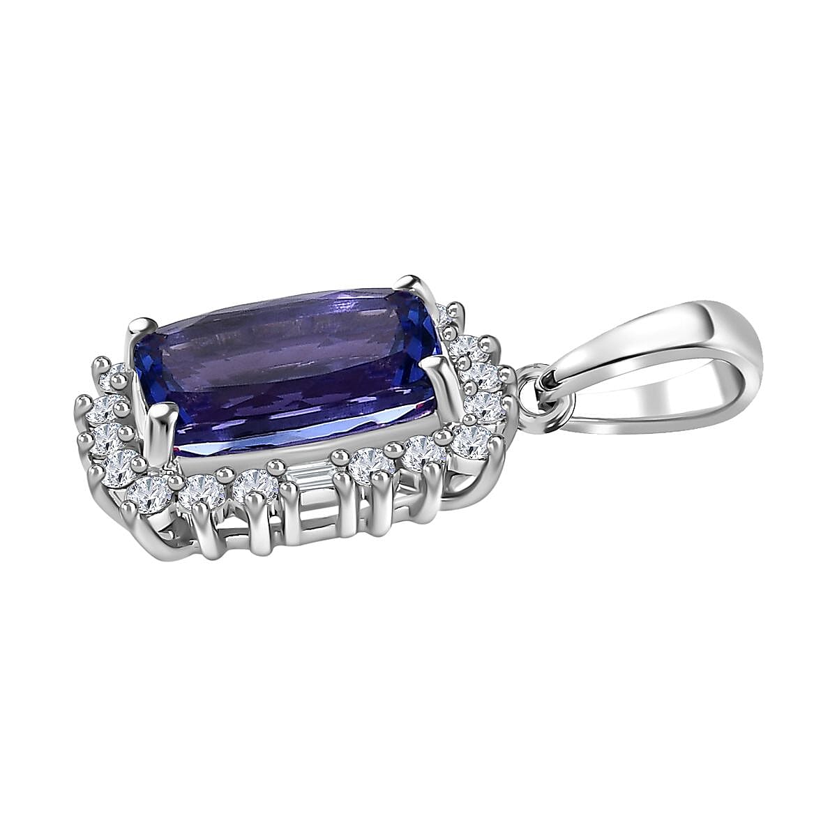 9K White Gold AA Tanzanite, White Diamond  Halo Pendant 4.16 ct,  Gold Wt. 2 Gms  3.553  Ct. 7660863 2