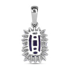 9K White Gold Tanzanite & Diamond Halo Pendant 4.16 Ct.