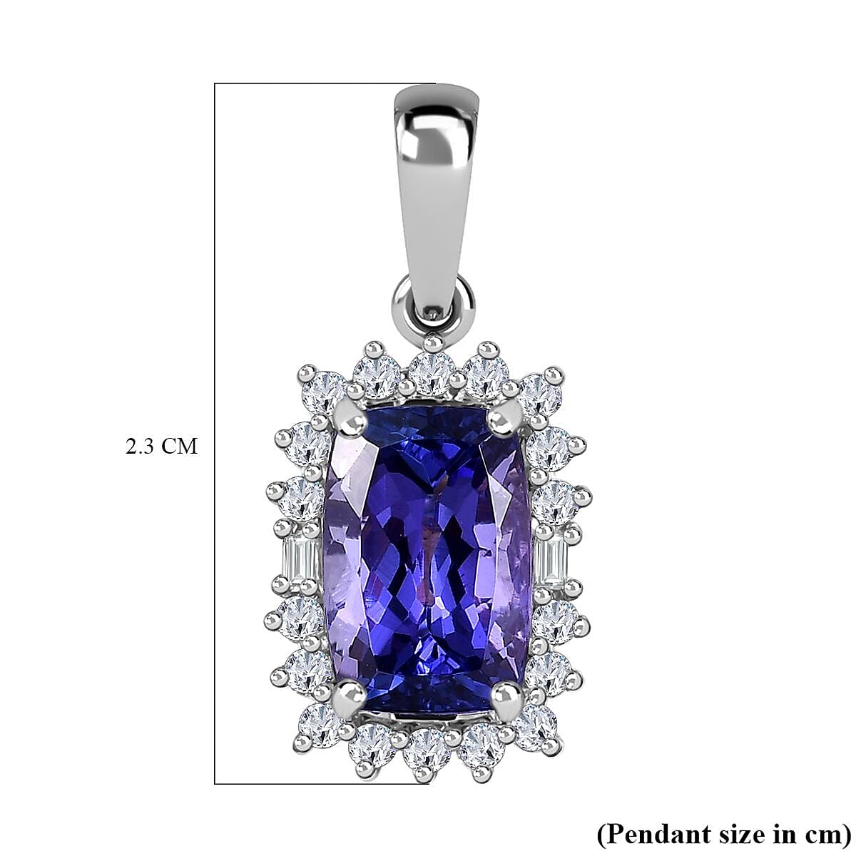 9K White Gold AA Tanzanite, White Diamond  Halo Pendant 4.16 ct,  Gold Wt. 2 Gms  3.553  Ct. 7660863 4