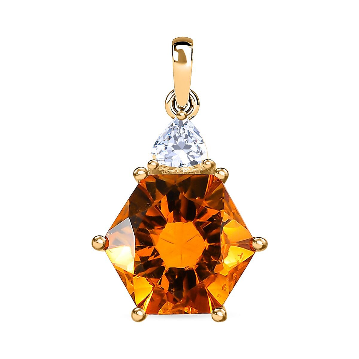 9K Yellow Gold Serra Gaucha Citrine &amp; Moissanite Pendant 4.27 Ct. 7661397 0