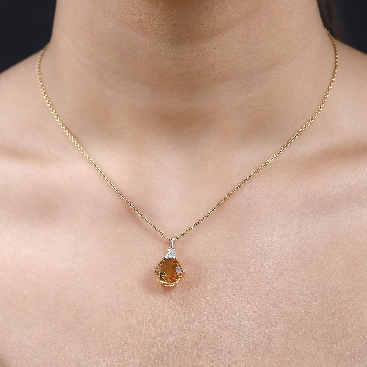 9K Yellow Gold Serra Gaucha Citrine &amp; Moissanite Pendant 4.27 Ct. 7661397 2