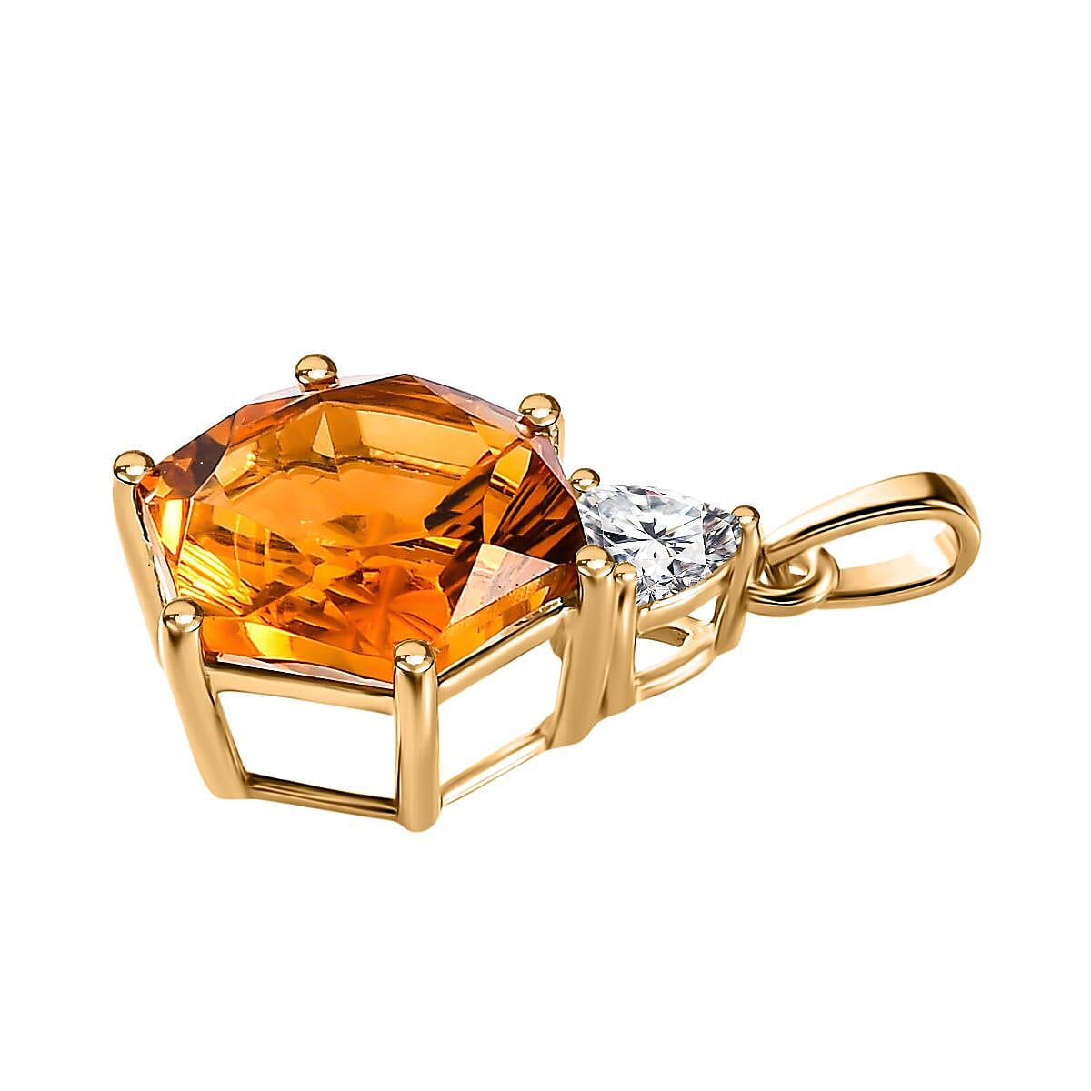 9K Yellow Gold Serra Gaucha Citrine &amp; Moissanite Pendant 4.27 Ct. 7661397 4