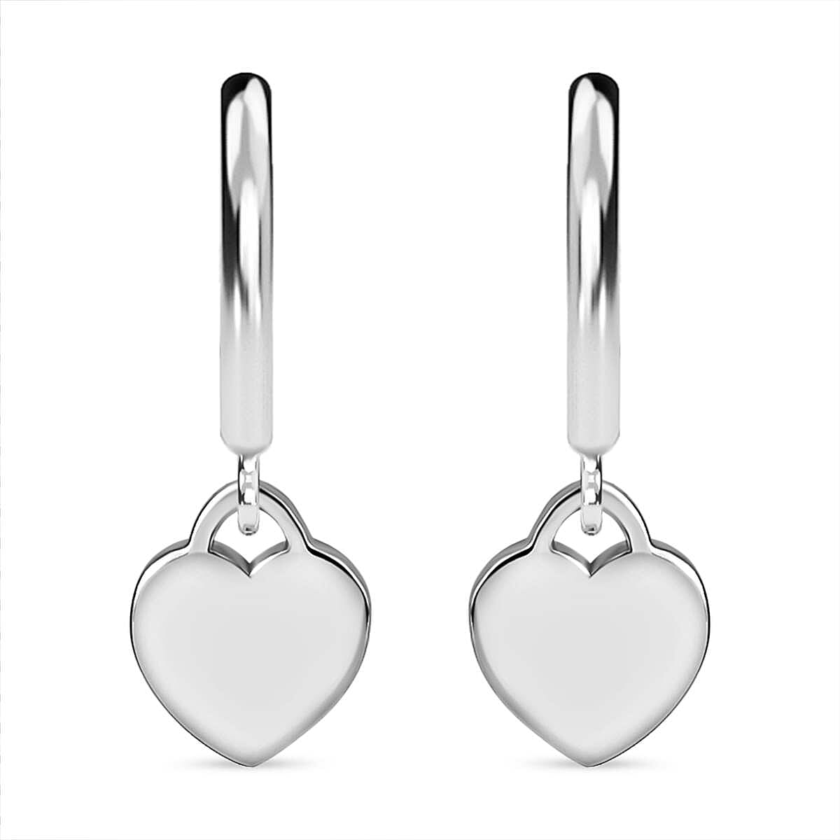 Platinum Overlay Sterling Silver Heart Dangle Earrings 7661735 0