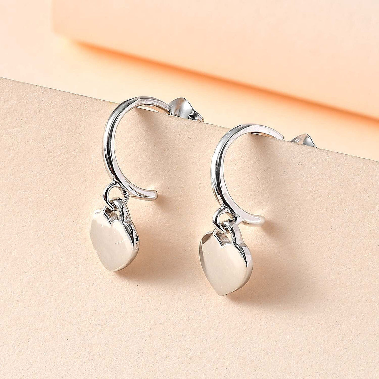 Platinum Overlay Sterling Silver Heart Dangle Earrings 7661735 2