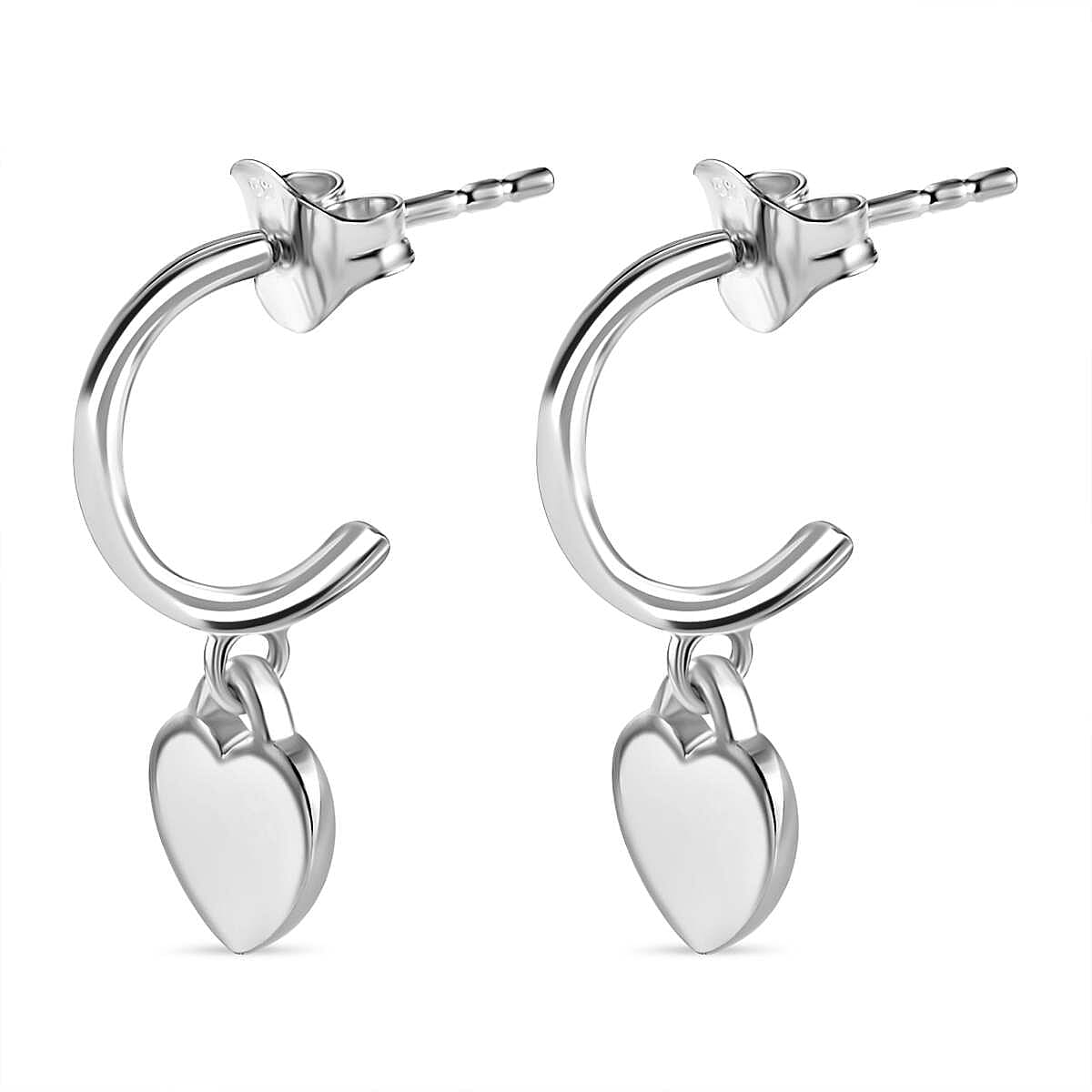Platinum Overlay Sterling Silver Heart Dangle Earrings 7661735 4