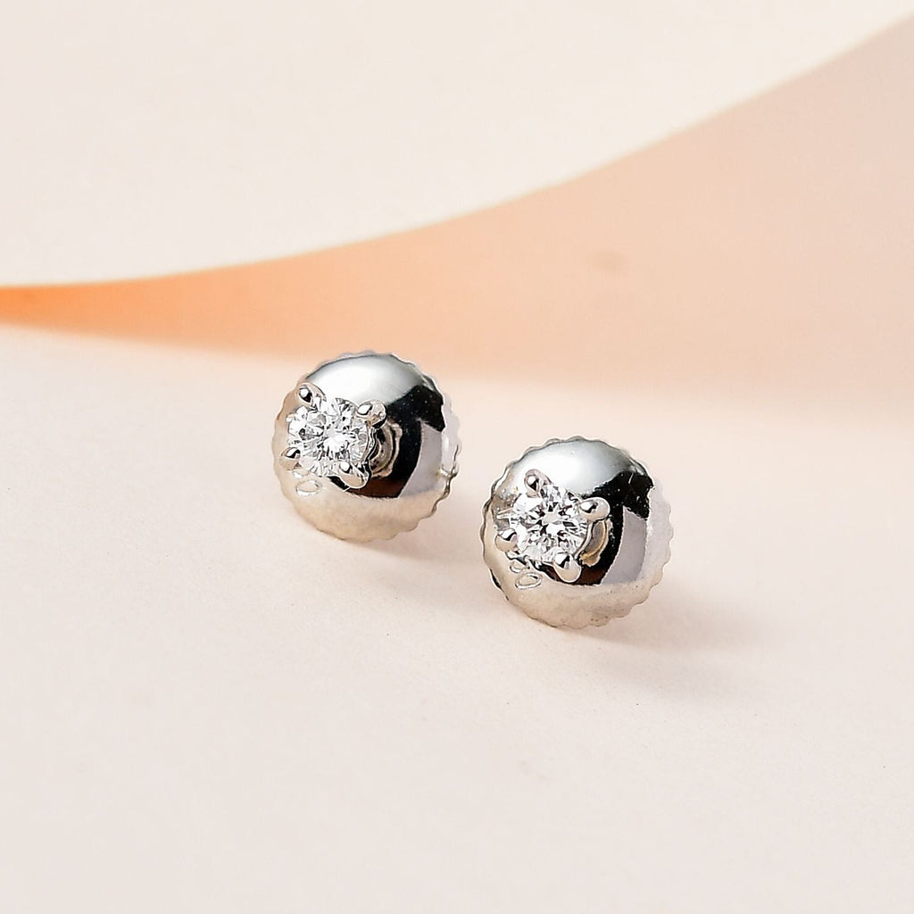 950 Platinum IGI Certified Diamond (VS-E-F) Stud Solitaire Earrings
