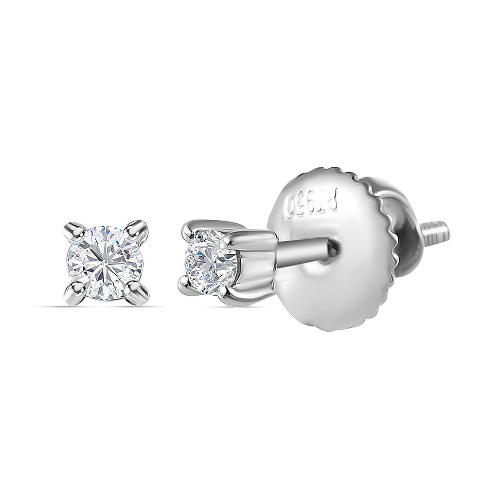 950 Platinum IGI Certified Diamond (VS-E-F) Stud Solitaire Earrings