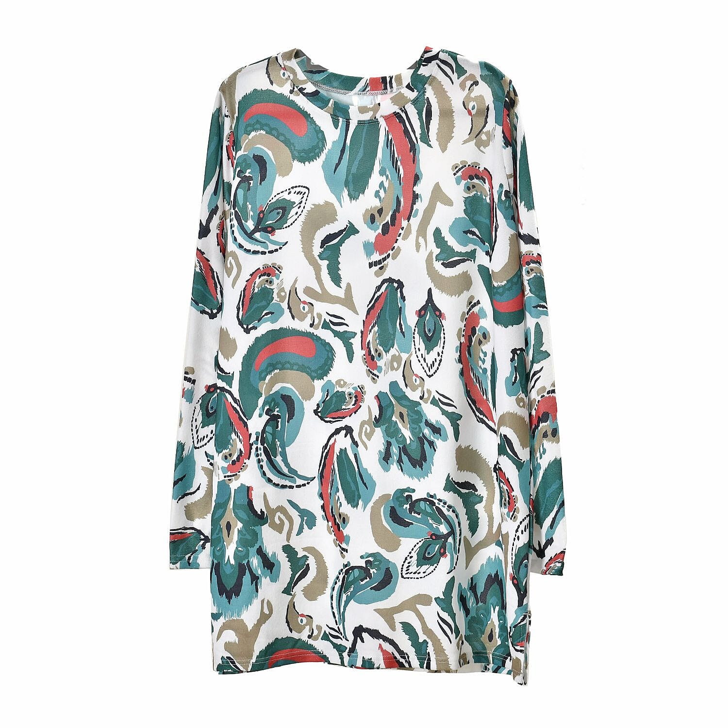 Closeout Deal Zebra Art Pattern Jersey Top (One Size) - White &amp; Green 7664138 6