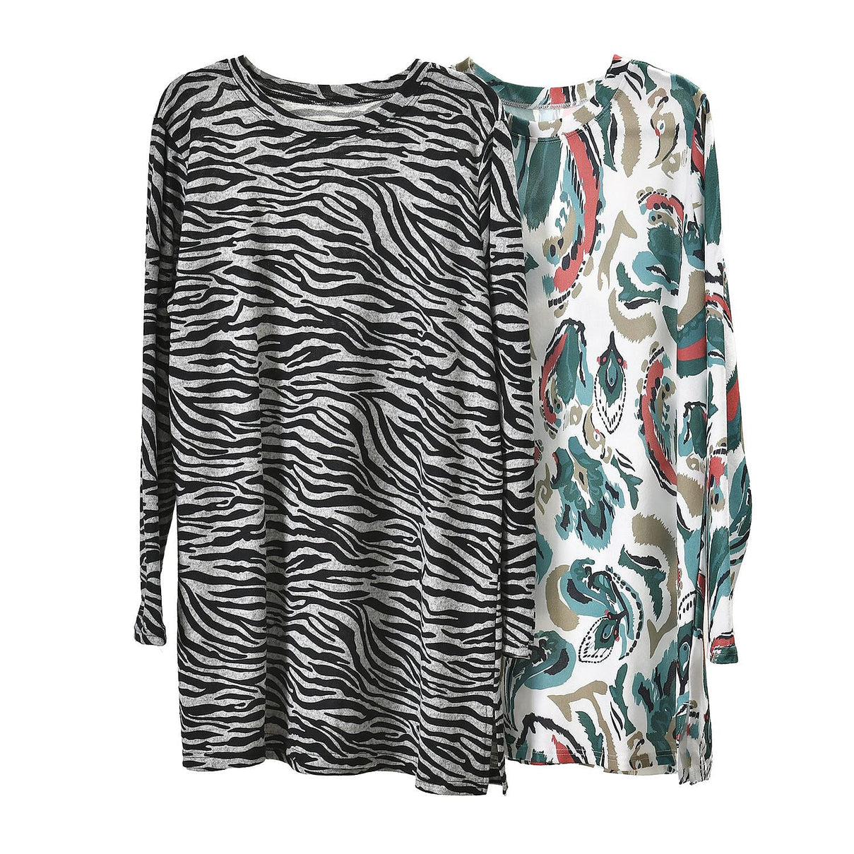 Closeout Deal Zebra Art Pattern Jersey Top (One Size) - White &amp; Green 7664138 7